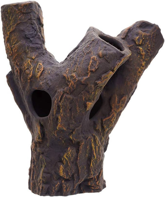 Plecoceramics Aquarium Ceramic Decorations Cave Betta Stone Decor - Aquarium Fish Tank Hideway Decor for breeding Cichlids Plecos Betta Toys Hideout (Snag)