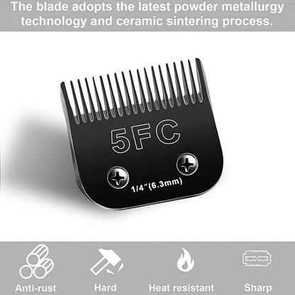 5F Blades Dog Grooming Blades Compatible with Andis/Oster A5/Wahl KM-10 Series Dog Clippers,Detachable Clipper Replacement Blade,Black(5FC/3PCS)