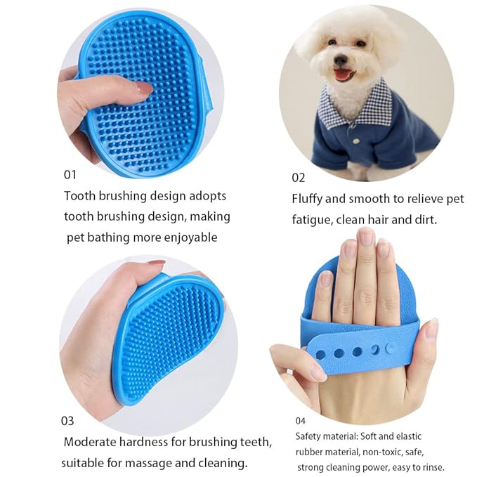 2 Pcs Dog Bath Brush Grooming Brush facial brush for Long Short Haired Dogs and Cats