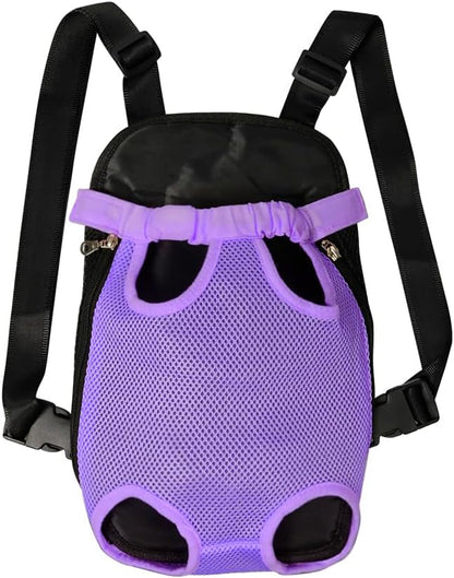 FEimaX Dog Carrier Backpack Pet Legs Out Front Cat Travel Bag, Adjustable Puppy Backpacks Carriers Hands-Free for Small Medium Dogs Cats Hiking Traveling Camping Daily Walking (Large, Purple)