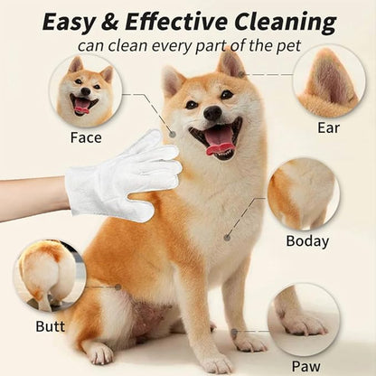 Pet Cleaning & Deodorizing Glove Wipes-Extra Thick-6pcs/PACK, Bathing Spa for Dogs & Cats, Hypoallergenic, Nourish & Smooth Hair, for Daily Care & Traveling; CWSJ6