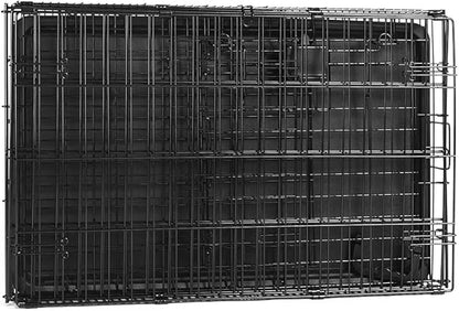 Amazon Basics Durable, Foldable, Collapsible, Portable Metal Wire Dog Crate with Tray, Single Door with Divider Panel, Easy to Assemble & Clean, 36 x 23 x 25 in, Black