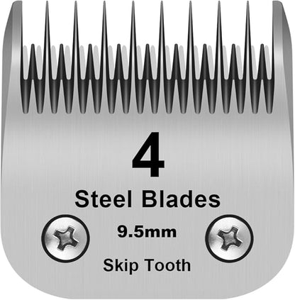 4 Skip Tooth Detachable Pet Dog Grooming Steel Blades,Compatible with Andis,Oster A5,Wahl KM10 Series Clippers,Cut Length 3/8-Inch (9.5mm)ï¼1 Pack