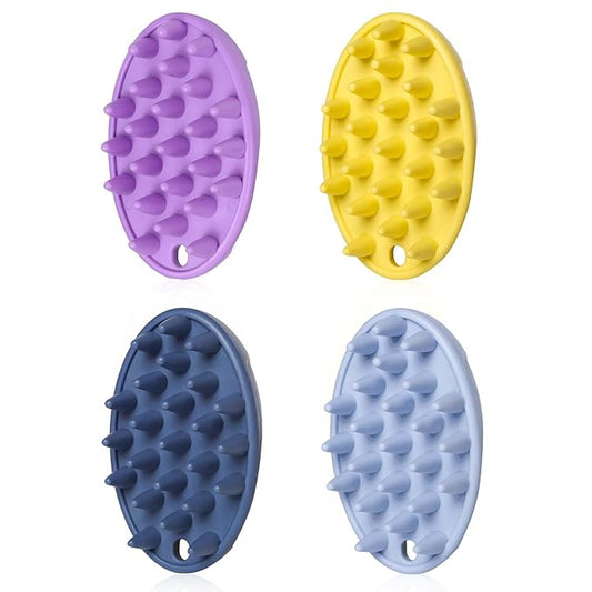 Dog Bath Brush, 4 PCS Dog Brush for Bathing, Dog Shampoo Grooming Brush for Short & Long Haired Dogs, Soft Pet Rubber Shedding Brush, Dog Washing Brush Scrubber for Soothing Massage
