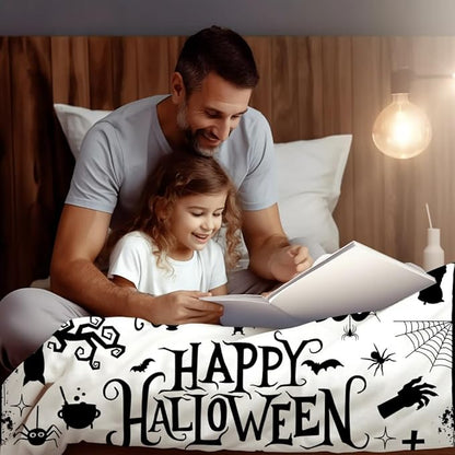 Halloween Blanket Cat Bedding Soft Warmth Flannel Throw Blankets Ghost Bat Pumpkin Blanket Gifts for Sofa Bed Couch Chair All Seasons 50"x40"