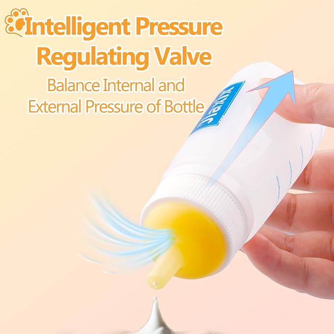 3 Pack Kitten Silicone Bottle Feeding Kit,Nipple & Feeding Kit for Kittens, Reusable Newborn Kitten Supplies, Suitable for Feeding Kitten, Puppy, Rabbit,Hamster (Yellow, Small+Medium+Large)