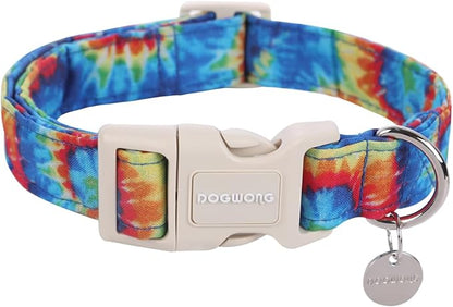 DOGWONG Cotton Dog Collar, Spring Summer Dogs Collar Durable Soft Natural Fabric Pet Dog Collars for Small Medium Large Dogs