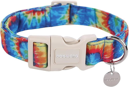 DOGWONG Cotton Dog Collar, Spring Summer Dogs Collar Durable Soft Natural Fabric Pet Dog Collars for Small Medium Large Dogs