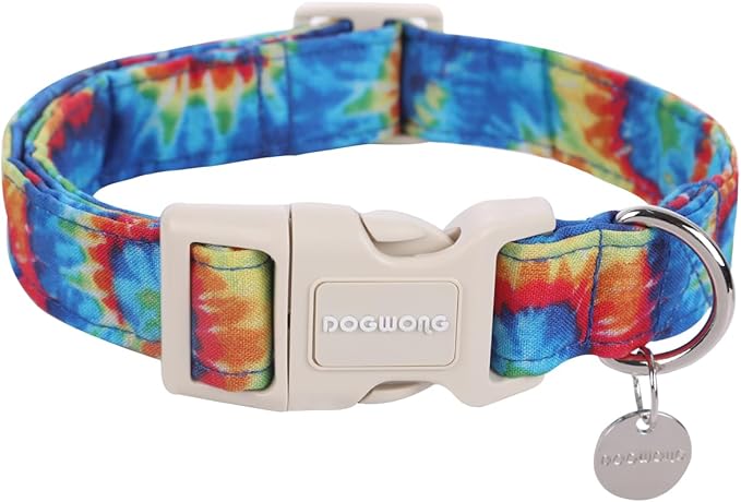 DOGWONG Cotton Dog Collar, Spring Summer Dogs Collar Durable Soft Natural Fabric Pet Dog Collars for Small Medium Large Dogs