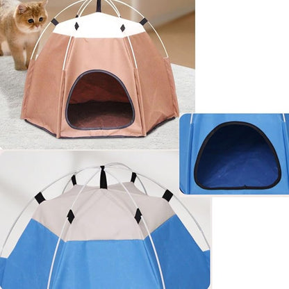 Cute Cat Teepee Cave, Cat Tent Foldable Indoor Outdoor with Thick Mat,Puppy Bed Tent,Bunny Pet Tent Teepee,Portable Dog House Teepee Tent, Cat Bed,Dog Bed Tent,Puppy Bunny,Pet Tent Teepee (F, L)