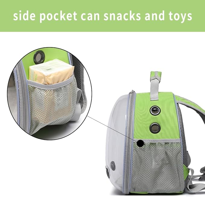 Bunny Carrier, Guinea Pig Carrier,Small Animal Carrier Backpack for Rabbit,Bearded Dragon, Lizard,Hamster,Kitten. Breathable Pet Travel Cage Bag (Grass Green)