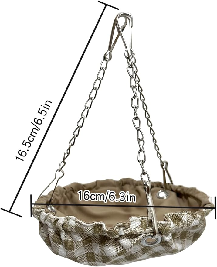 Waterproof Bird Nest for Cage, Hanging Birds Hammock with Adjustable Chain, Bird Cage Swing for Parakeets Bird Sleeping Hut for Budgies Lovebirds Quaker (Brown)