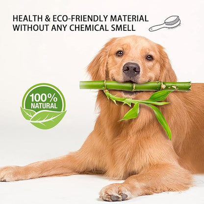 Dog Brush Cat Brush, Vokiuler Double Sided Bristle and Pin Pet Brush for Dog Grooming, Real Boar Bristle Shedding Brush with Bamboo Handle for Long Short Hair, 2 Pack Dog Comb, Black