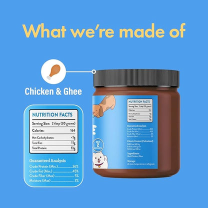 Visionary Pet Foods Chicken Meat Spread - Healthy Dog Treat - Alternative to Dog Peanut Butter, Xylitol Free, No Sugar and Filler Free - Use on Dog Lick Mat, Food Mixer, Pill Pockets - 10oz