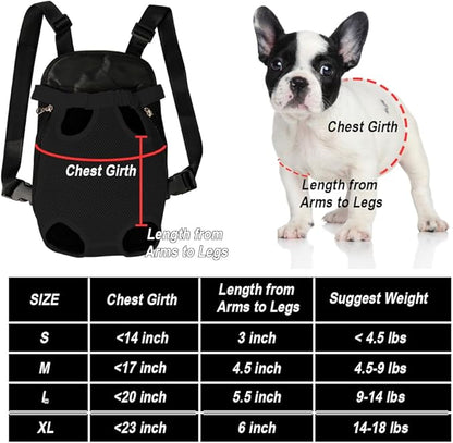 FEimaX Dog Carrier Backpack Pet Legs Out Front Cat Travel Bag, Adjustable Puppy Backpacks Carriers Hands-Free for Small Medium Dogs Cats Hiking Traveling Camping Daily Walking (Large, Black)