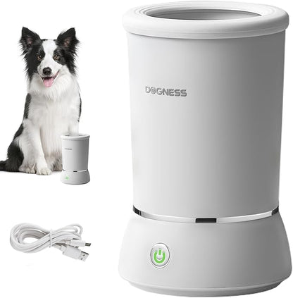 DOGNESS Automatic Dog Paw Cleaner, Rechargeable Paw Washer for Dogs Portable Electric Paw Cleaner Cup for Small to Medium Dogs (White)