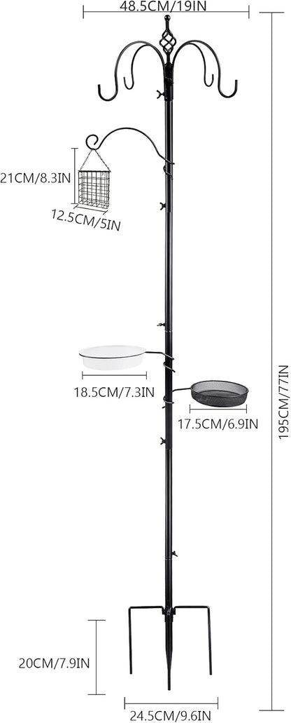 yosager Premium Bird Feeding Station Kit, 77" x 19" Birds Feeder Pole, Deluxe Multi Feeder Hanging Kit with Metal Suet and Bird Bath for Wild Birds Watching, Birdfeeder and Planter Hanger