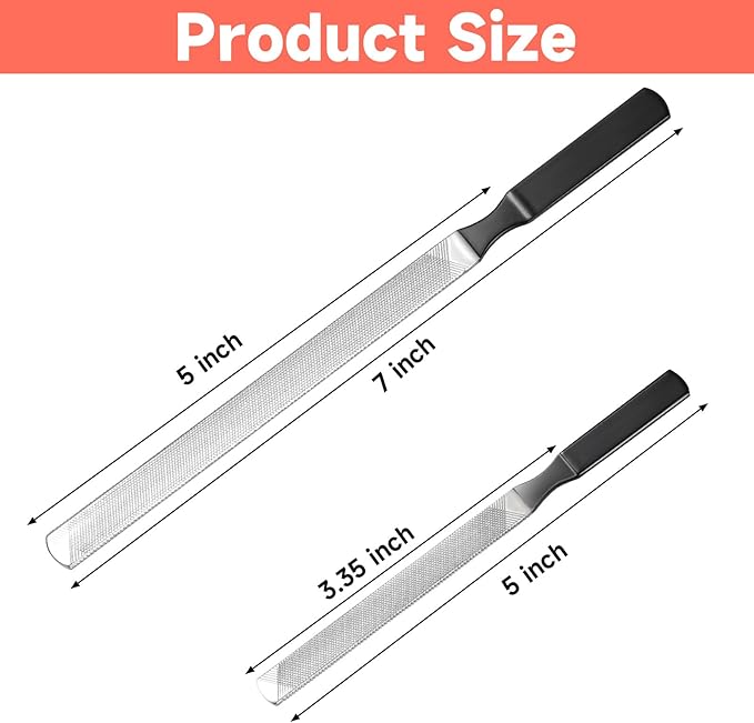 2 Pieces Stainless Steel Nail File for Dogs Women, Ymapinc Toe Nail Files for Thick Nails Professional Finger 4 Sided for Men Seniors & Dogs