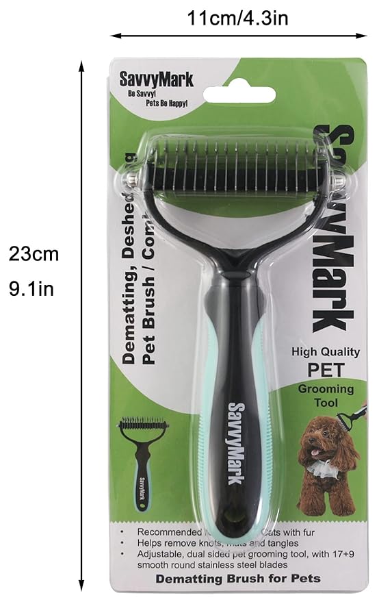 Dog Brush - Pet Dematting and Undercoat deshedding rake - Stainless Steel Grooming Comb For Dogs Cats furry pets large or medium remove knots tangles in long fur hair