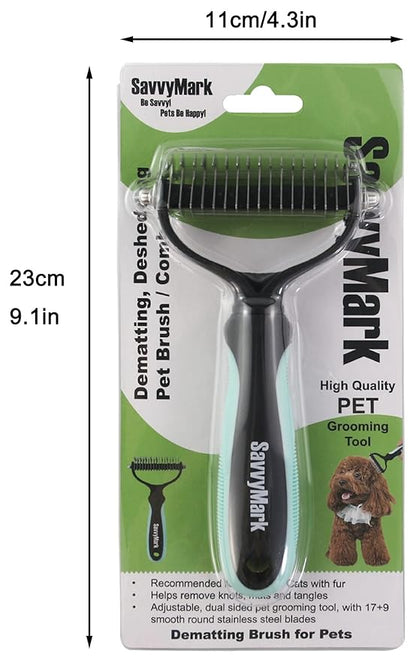 Dog Brush - Pet Dematting and Undercoat deshedding rake - Stainless Steel Grooming Comb For Dogs Cats furry pets large or medium remove knots tangles in long fur hair