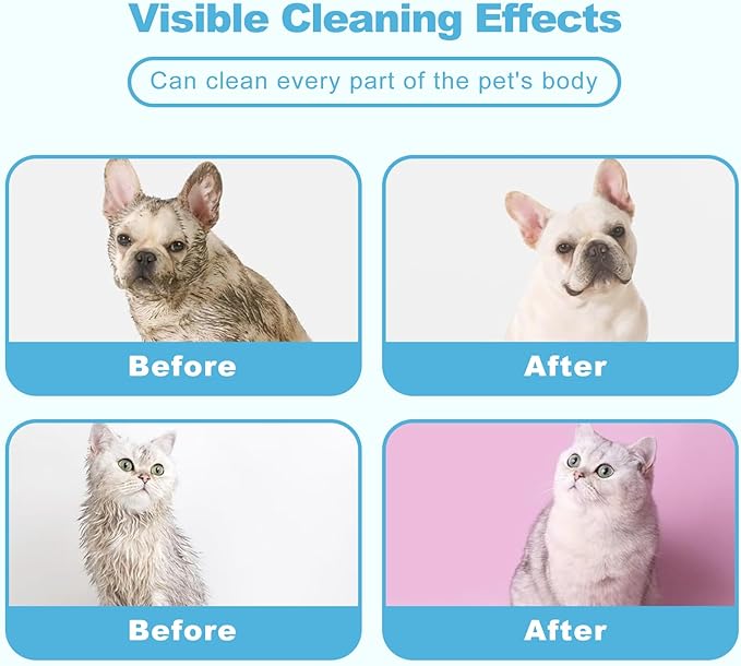 Pet Cleaning Glove Wipes for Dogs & Cats, Cleaning and Deodorizing Disposable Bathing Wipes for Fur, Paws and Butt, Hypoallergenic Unscented, 6 PCS