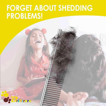 Dog Grooming Comb Pet, Stainless Steel Cat Combs with Rounded Teeth, Professional Metal Tear Stain Remover, Dematting Tool for Small, Medium & Large Pets-7.5in