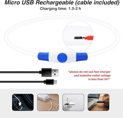 Light Up Dog Collars, Multi-Color USB Rechargeable Dlitk LED Dog Collar 1 Count, TPU Cuttable Size Glow Collar for Dogs, Dog Collar Light, Please Do Not Use Fast Charging (Blue+Pink)