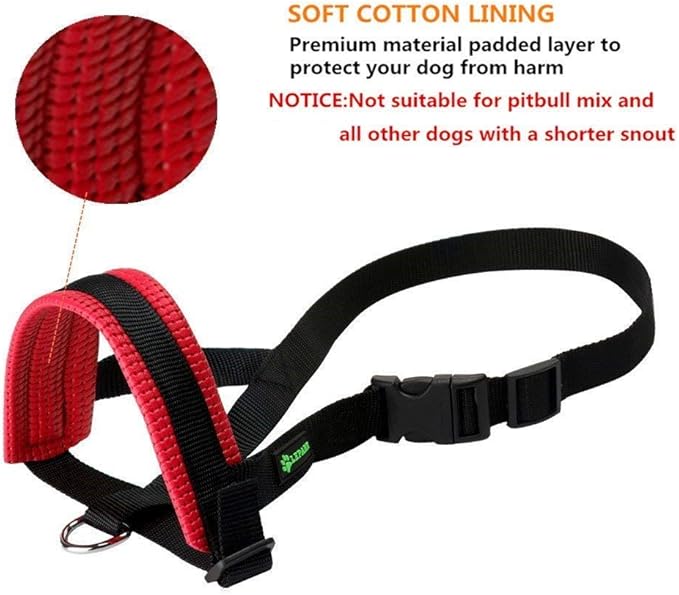 Dog Muzzle for Small, Medium, Large Dogs Prevent from Biting, Barking and Chewing, Adjustable Loop(M/Red)