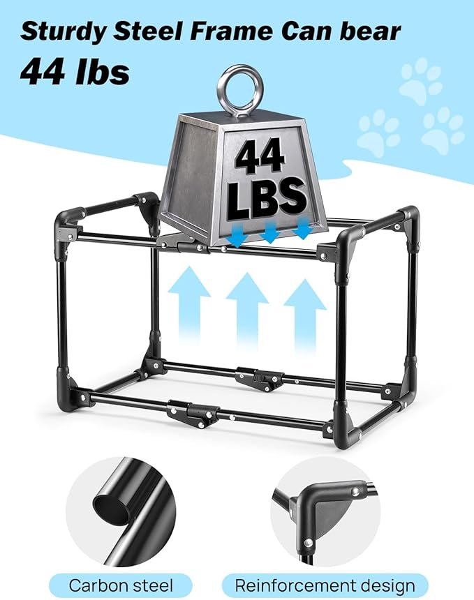 JOYTUTUS Collapsible Dog Crate, 20 Inch Portable Pet Crate for Car, Travel Foldable Crate for Puppy/Small Dog 18 lbs, Soft Cat Carrier Fit for Indoor & Outdoor/Car Back Seat/Trunk (Blue)