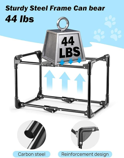 JOYTUTUS Collapsible Dog Crate, 20 Inch Portable Pet Crate for Car, Travel Foldable Crate for Puppy/Small Dog 18 lbs, Soft Cat Carrier Fit for Indoor & Outdoor/Car Back Seat/Trunk (Blue)