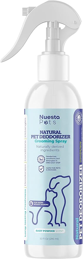 Pets Pet Deodorant & Odor Neutralizer w/Oat & Aloe | Naturally Derived Quick-Drying Deodorizer Spray for Dogs | Safe on Carpets & Furniture | Pet-Safe & Hypoallergenic | Baby Powder Scent