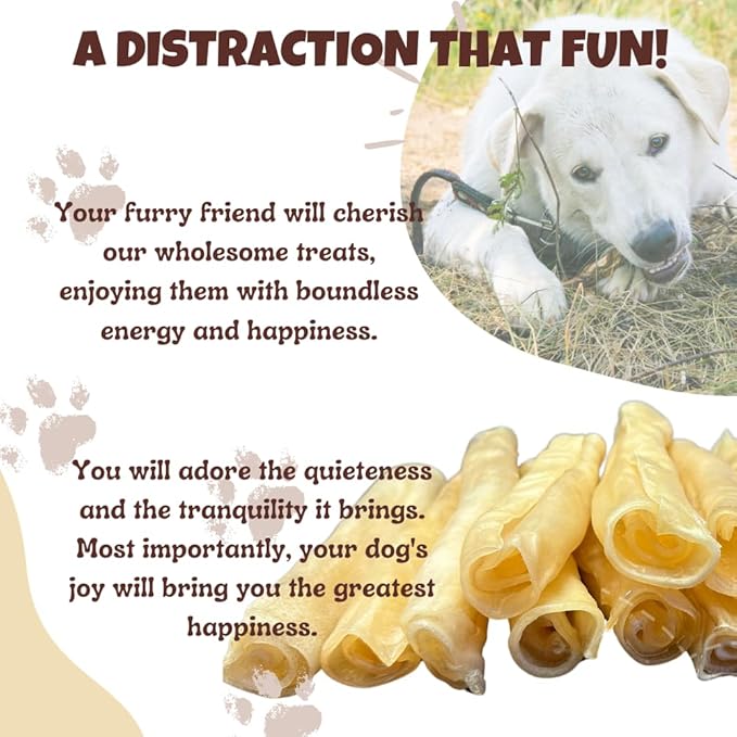 Amazing Dog Treats - Large Collagen Stick - 6 Inch, 100 Count - Beef Cheek Rolls for Dogs - Pure No Hide Bones