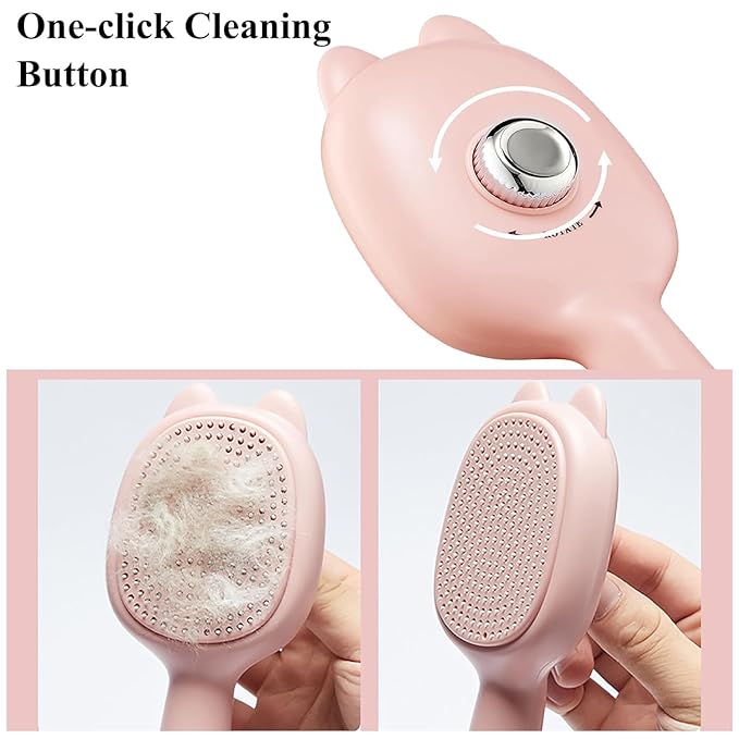 Self-Cleaning Dog Brush for Small Breeds - Adjustable Bristle Grooming Tool for Puppies, Yorkies, Shih Tzus, Maltipoos & Malteses (Pink)