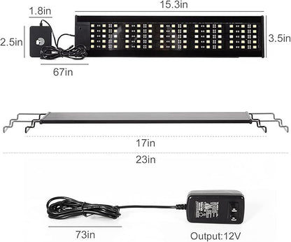 REPTI ZOO Reptile Aquarium Terrarium LED Light Ultra-thin Day and Night Light for Reptiles Aquarium Light, 3-Color Modes LED Light Hood 15W for 18 inch or Larger Terrariums for Reptile Plant Fish Tank