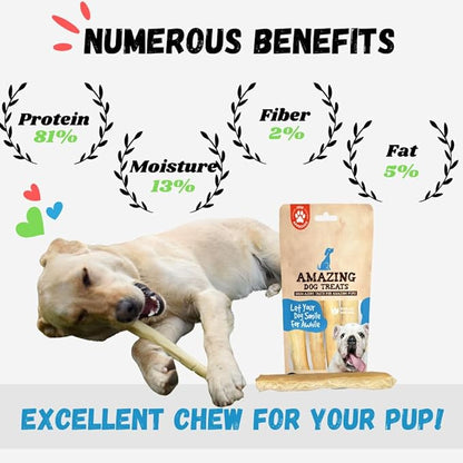 Amazing Dog Treats -Small Collagen Stick - (6 Inch - 8 Count) - Collagen Beef Cheek Rolls - No Hide Bones for Dogs