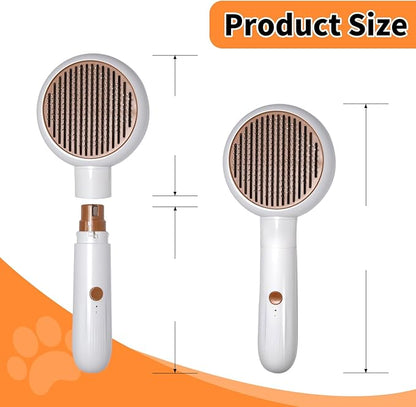 2 in 1 Pet Brush and Nail Grinder, Rechargeable Self-Cleaning Slicker Cat Brush for Shedding and Grooming, Pet Paws Nail Trimmers for Small & Medium Dogs