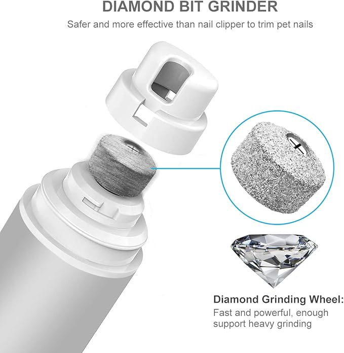 Dog Nail Grinder and Clippers Quiet with 10h Working Time Professional Pet Nail Trimmer Stepless Speed Regulation Pet Nail Grinder Electric Nail File for Large Medium Small Dogs and Cats