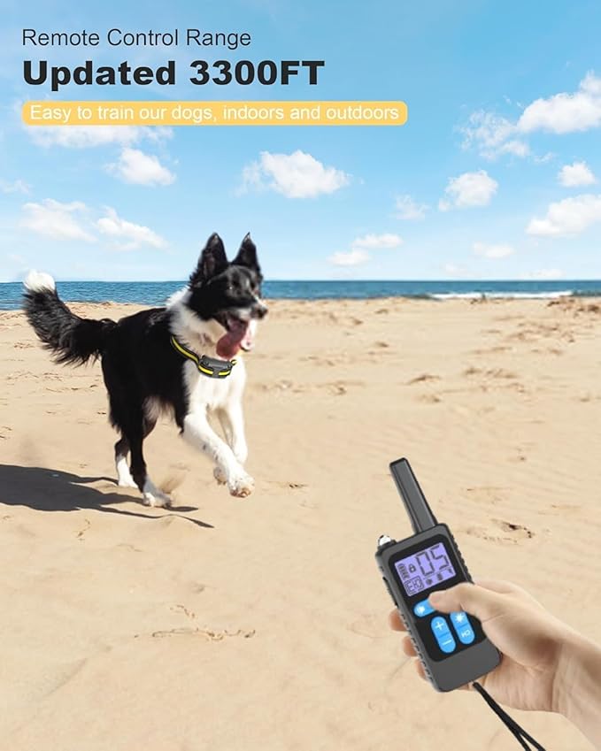 Dog Shock Collar ï¼3300Ft Dog Training Collar with Remote, IPX7 Waterproof Rechargeable Collar,Light, Beep, Vibration, Safe Shock for 8-120lbs Small Medium Large Dogs