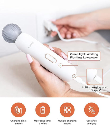 Loomla Dog Nail Grinder Upgraded - Professional 2 Speed Dog Nail Trimmers with Low Noise, USB Rechargeable Pet Nail Grinder, Paws Grooming and Smoothing for Dogs, Cats and Small Animals, White