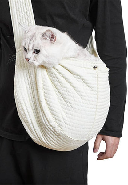 Dog Sling Carrier, Breathable Hand Safe Pet Sling Carrier Soft Comfortable Cat Sling Carrier with Widen Shoulder Strap for Outdoor, Traveling, Subway, Small Dogs, Cats,