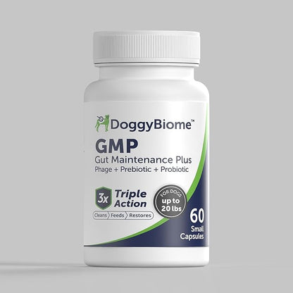 AnimalBiome Dog Probiotics - GMP Prebiotics and Probiotics - Reduce Diarrhea Flareups - for Dogs Under 20 lbs (60 Capsules) - DoggyBiome