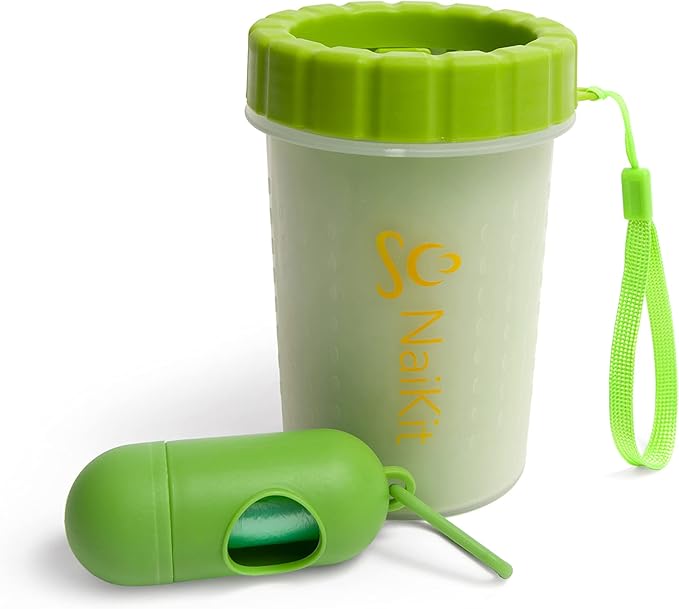 Paw Cleaner for Dogs, The Ideal Foot Washer That demolishes Dirt for Medium to Large Dogs. This paw Scrubber Comes with 1 roll Poop Bag and Carrier for Best Dog Cleaner