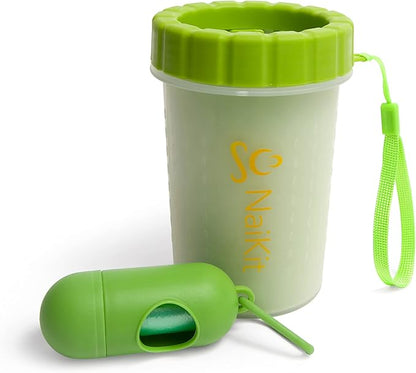 Paw Cleaner for Dogs, The Ideal Foot Washer That demolishes Dirt for Medium to Large Dogs. This paw Scrubber Comes with 1 roll Poop Bag and Carrier for Best Dog Cleaner