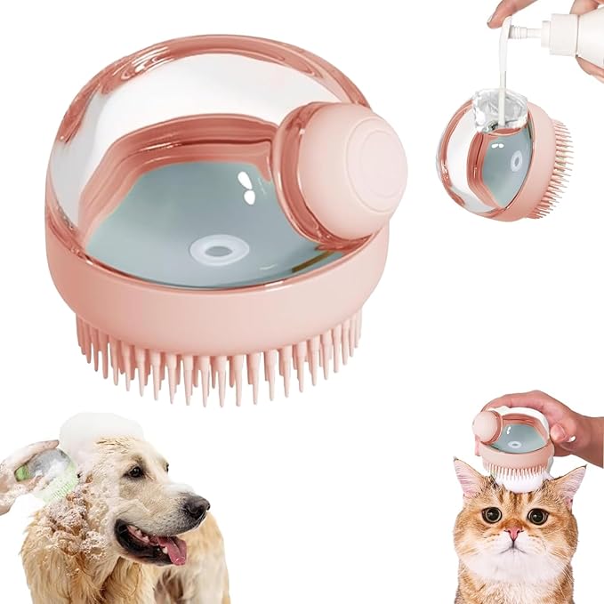 Dog Bath Brush,Dog Shampoo Brush,Cat Bath Brush,Cat Shampoo Brush,Cat Shampoo Brush,Dog/Pet Grooming/Scrubber,with Shampoo Dispenser,Suitable for dog and cat showers