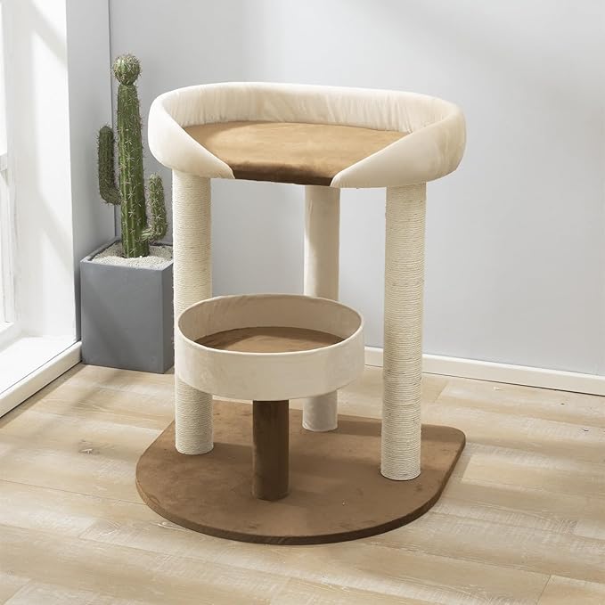 SHENGOCASE Modern Cat Tree Tower with Extra Large Platform Perch Bed for Maine Coon and Big Couch Sofa for Multiple Cats
