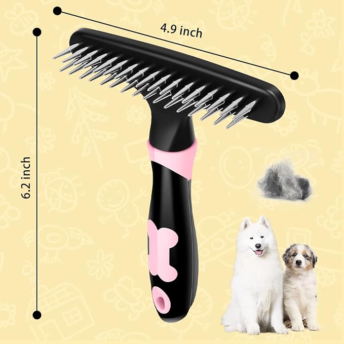 Pet Hair Remover, Portable Dog Cat Hair Remover Lint for Hairball, Fuzz, Carpet Restoration, Carpet Rake, Carpet Groomer Rake, Shag Rug Rake, Hair Cleaner Suitable for Rug and Carpet (Bone Pink)
