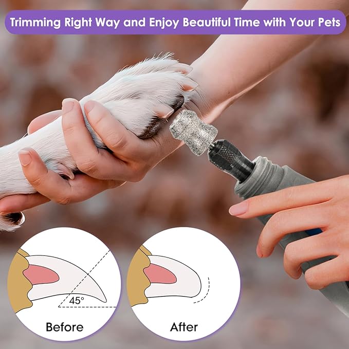 Dog Nail Grinder for Dremel - Safe and Painless Nail Trimmer Bits - 1/8" Pet Nail Grinder Wheel Work with Dremel Sanding Drums for Large Medium Small Dogs&Pets Nails Care