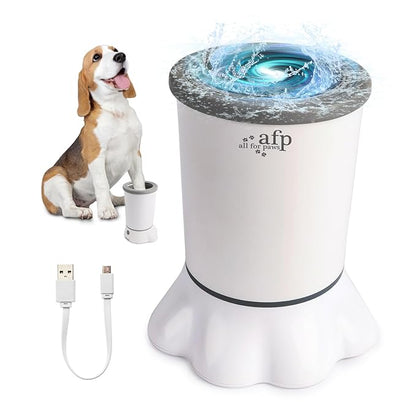 ALL FOR PAWS Automatic Dog Paw Cleaner, Dog Foot Washer Electric Paw Washer for Dogs Portable Paw Cleaner Cup, Mud Paw Clean Station, Silicone Brush Soft for Paws, Two Speed, Suction Cup Bottom