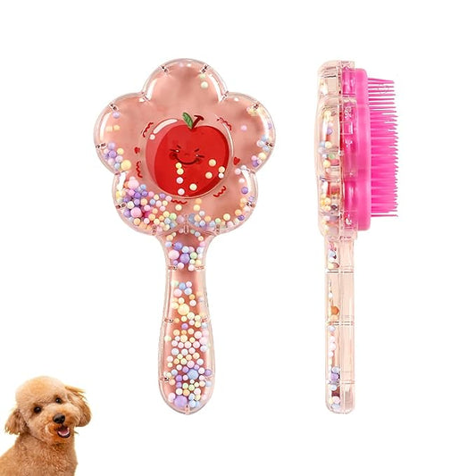 Soft Dog Brush for Small Dogs | Gentle Puppy Brush for Yorkies, Shih Tzus, Maltipoos & Maltese | Pet Hair Removal Brush with Soft Bristles | Dog Brush for Shedding (Pink Apple)