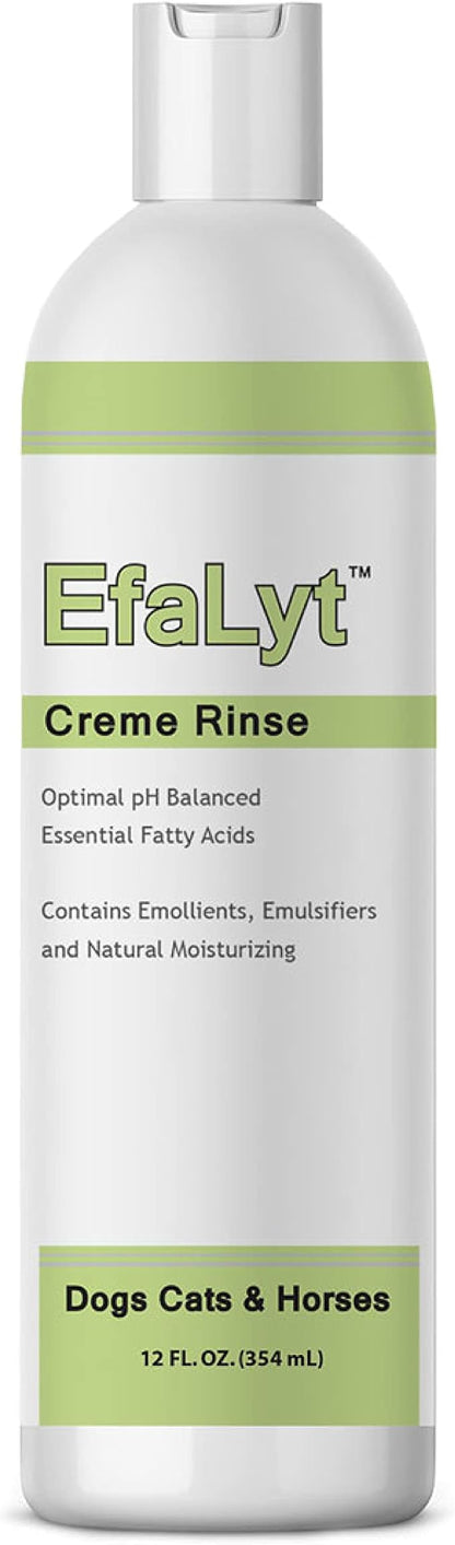 EfaLyt Creme Rinse Remedy for Pets - Hypoallergenic Formulation - Natural Moisturizing Promote Hydration - Essential Fatty Acids - 12 fl oz